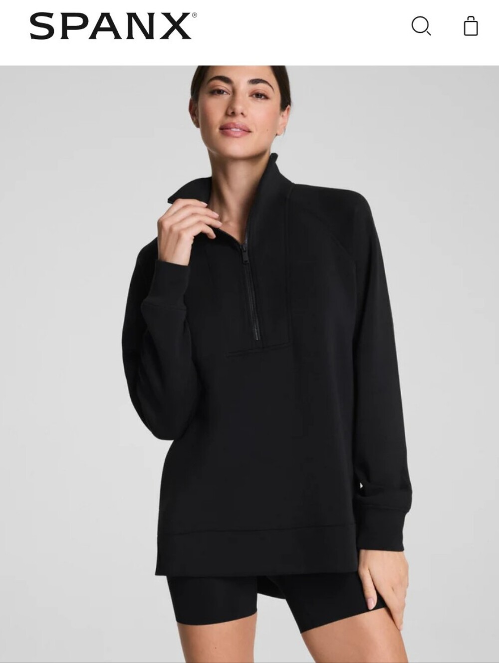 SPANX Black Half-Zip Pullover Sweatshirt Large